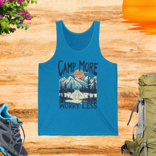 Tank Top - Camp More Worry Less Unisex Jersey Tank - Image 3