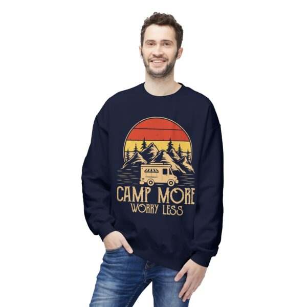 Camp More Worry Less - Unisex Midweight Softstyle Fleece Crewneck Sweatshirt - Image 5