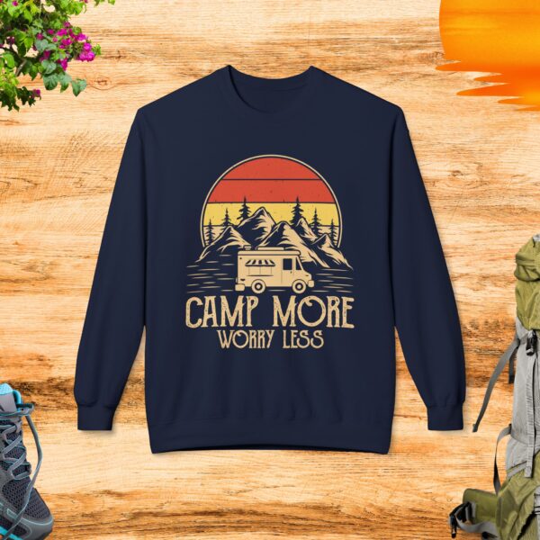 Camp More Worry Less - Unisex Midweight Softstyle Fleece Crewneck Sweatshirt - Image 4