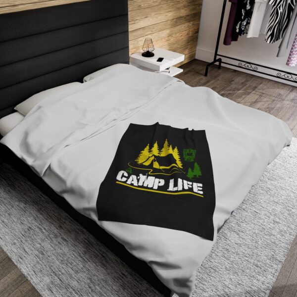 Camp Life Velveteen Plush Blanket - Perfect for Outdoor Lovers & Comfort Seekers - Image 6