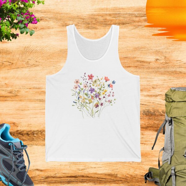 Floral Print Unisex Jersey Tank Top - Perfect for Summer Days - Image 2