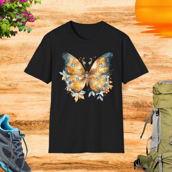 Butterfly Floral Unisex Softstyle T-Shirt – Nature-Inspired Tee for Outdoor Lovers