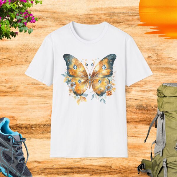 Butterfly Floral Unisex Softstyle T-Shirt – Nature-Inspired Tee for Outdoor Lovers - Image 2