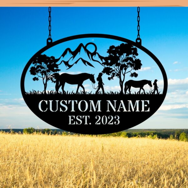 Personalized Cowboy Cowgirl Metal Sign